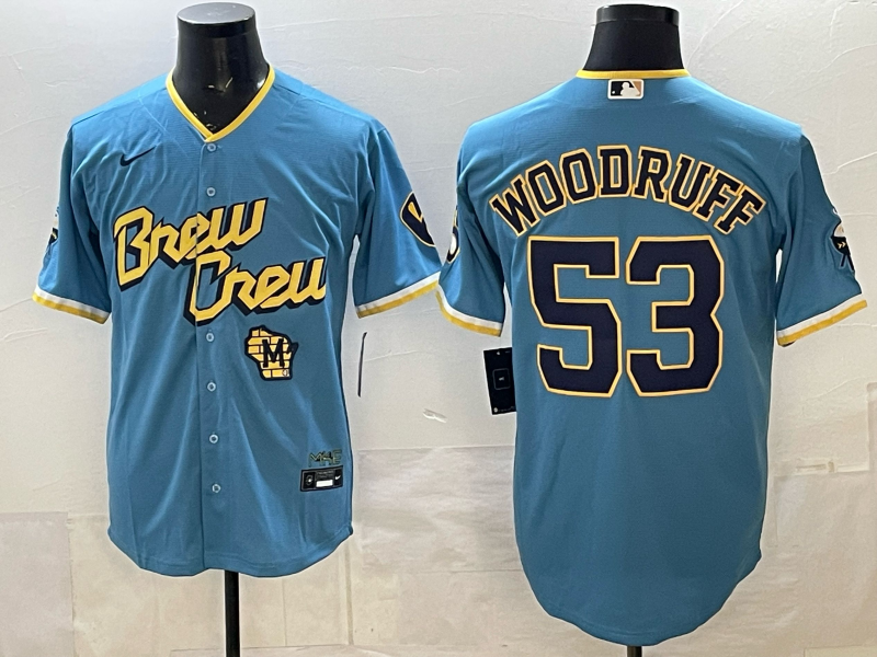 Men 2025 Milwaukee Brewers #53 Woodruff blue Game Nike MLB Jersey2026002-0